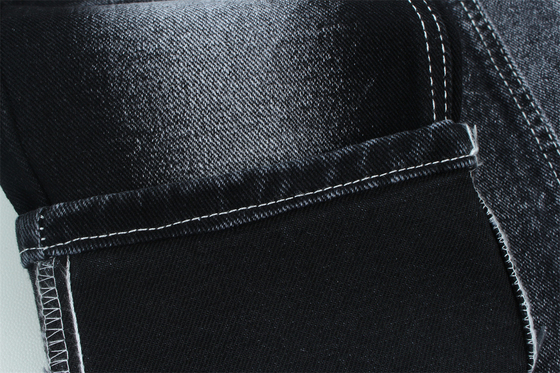 13.5 Oz Low Stretch Heavy Denim Stoff für Männer Arbeit Tragen Jeans Schwarz Rückseite