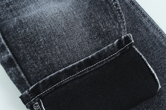 13.5 Oz Low Stretch Heavy Denim Stoff für Männer Arbeit Tragen Jeans Schwarz Rückseite