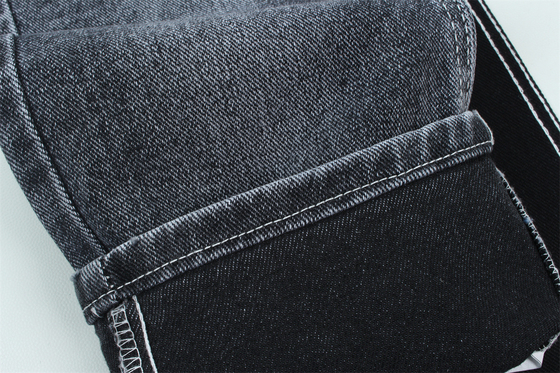 13.5 Oz Low Stretch Heavy Denim Stoff für Männer Arbeit Tragen Jeans Schwarz Rückseite