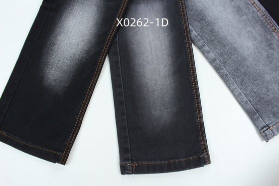 9.6 Oz Schwarz High Stretch Satin Gewebter Denim Stoff für Jeans