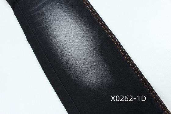 9.6 Oz Schwarz High Stretch Satin Gewebter Denim Stoff für Jeans