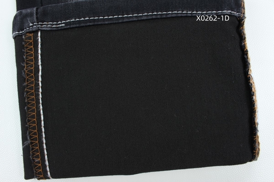 9.6 Oz Schwarz High Stretch Satin Gewebter Denim Stoff für Jeans
