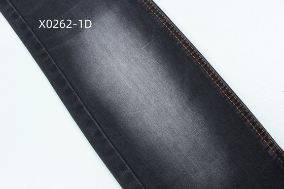 9.6 Oz Schwarz High Stretch Satin Gewebter Denim Stoff für Jeans