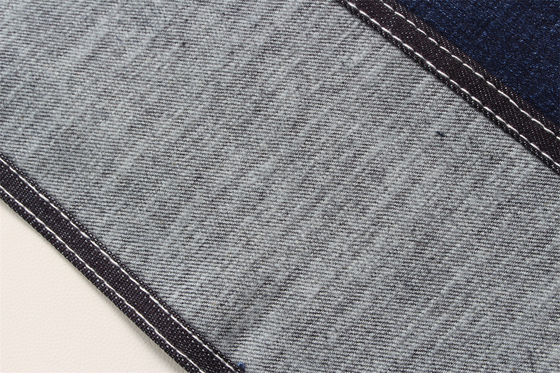 11.8 Oz Cross Slub Baumwolle Mischspandex Blau Denim Stoff Für Mann Jeans Stretch Indien Markt Stil Desizing Fleecing