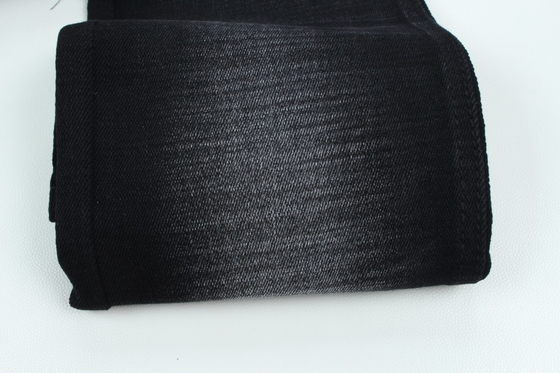11.2 Oz Schwarz und Schwarz Rückseite Crosshatch Slub Denim Stoff
