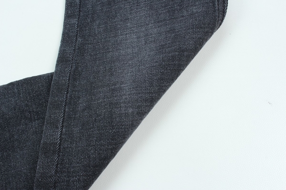 11.2 Oz Schwarz und Schwarz Rückseite Crosshatch Slub Denim Stoff