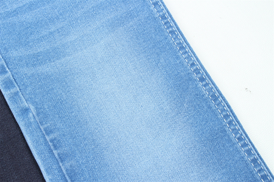 10.5 Oz Super Stretch Denim Stoff für Sommerfrauen Jeans Baumwolle Polyester Rayon Spandex mit Warp Slub High Stretch