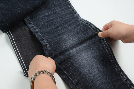 Dunkelblau-Grau-Crosshatch-Slab Baumwolle Spandex-Denim-Gewebe für Jeans