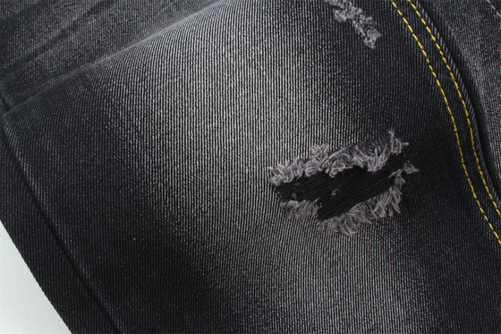11oz Denim Stoff Steif 56%C 44%P Schwarz und Schwarz Rückseite Vollbreite 180cm