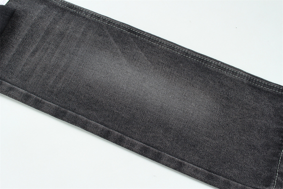 11oz Denim Stoff Steif 56%C 44%P Schwarz und Schwarz Rückseite Vollbreite 180cm