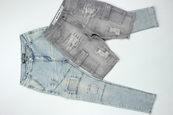 190 Cm Ring Slub Schwefel Schwarz Stretch Denim Stoff Für Männer Jeans