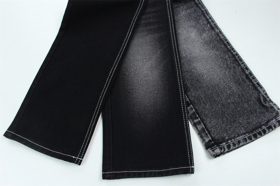 190cm 13oz Schwarz Schwarz Baumwolle Polyester starres Denim Stoff für Jeans