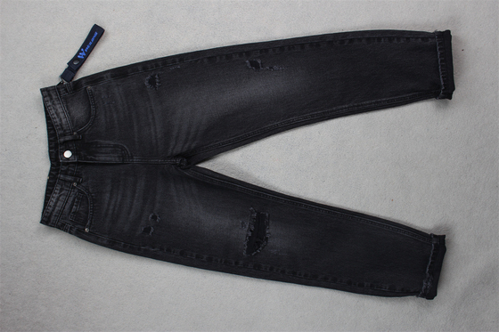 190cm 13oz Schwarz Schwarz Baumwolle Polyester starres Denim Stoff für Jeans