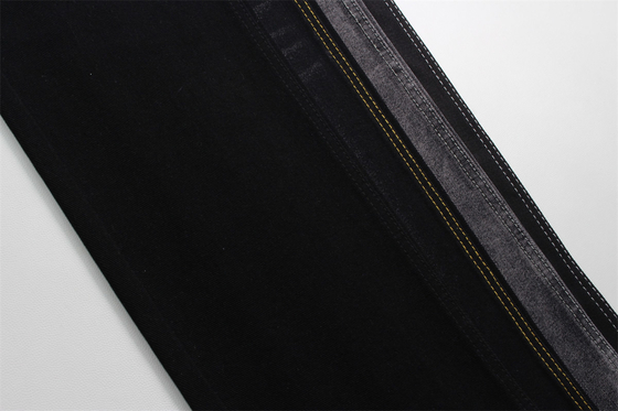 190cm 12oz Schwarz Schwarz Baumwolle Polyester starres Denim Stoff für Jeans