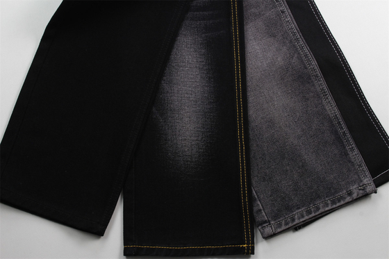 190cm 12oz Schwarz Schwarz Baumwolle Polyester starres Denim Stoff für Jeans