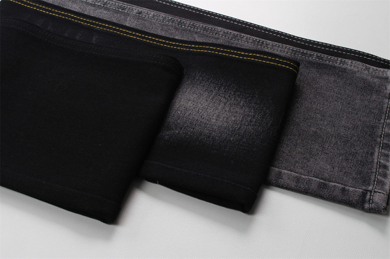 190cm 12oz Schwarz Schwarz Baumwolle Polyester starres Denim Stoff für Jeans
