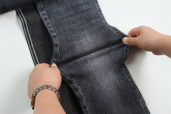 Höchste Qualität Dunkel schwarz Crosshatch Slub Stretch Denim Stoff für Männer Jeans