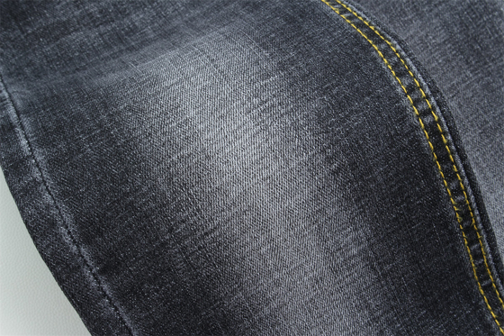 Höchste Qualität Dunkel schwarz Crosshatch Slub Stretch Denim Stoff für Männer Jeans