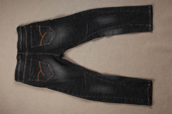 Höchste Qualität Dunkel schwarz Crosshatch Slub Stretch Denim Stoff für Männer Jeans