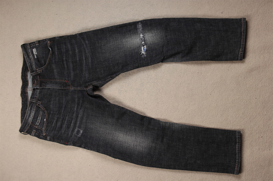 Höchste Qualität Dunkel schwarz Crosshatch Slub Stretch Denim Stoff für Männer Jeans
