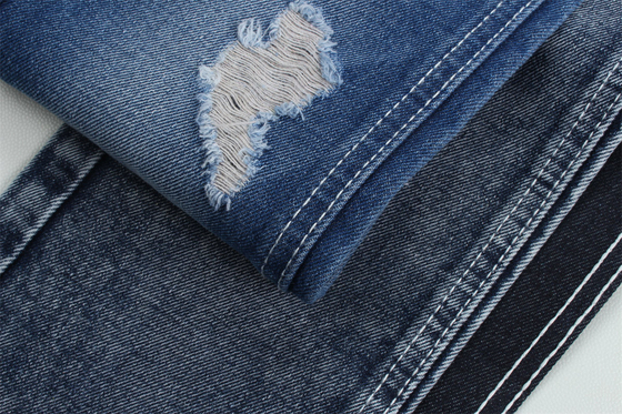 Weniger als 2 Dollar 12 Unzen 190 cm Indigo Baumwolle Polyester starres Denim Stoff für Jeans