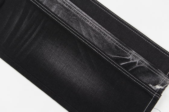 Hochwertiger, dunkelschwarzer Slub-Stretch-Denim-Stoff für Jeans