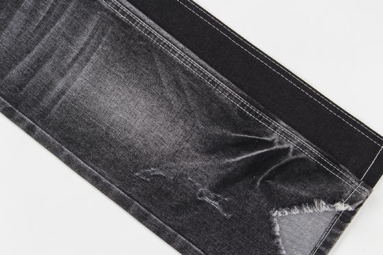 Hochwertiger, dunkelschwarzer Slub-Stretch-Denim-Stoff für Jeans