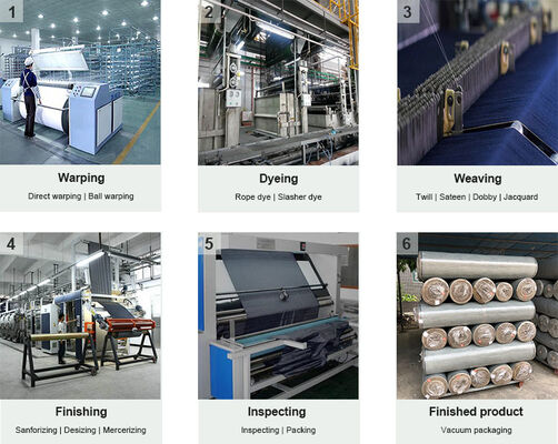 9.8oz Schwefel Schwarz Warp Slub Denim Stoff 100% Baumwolle Desizing Jeans Stoff