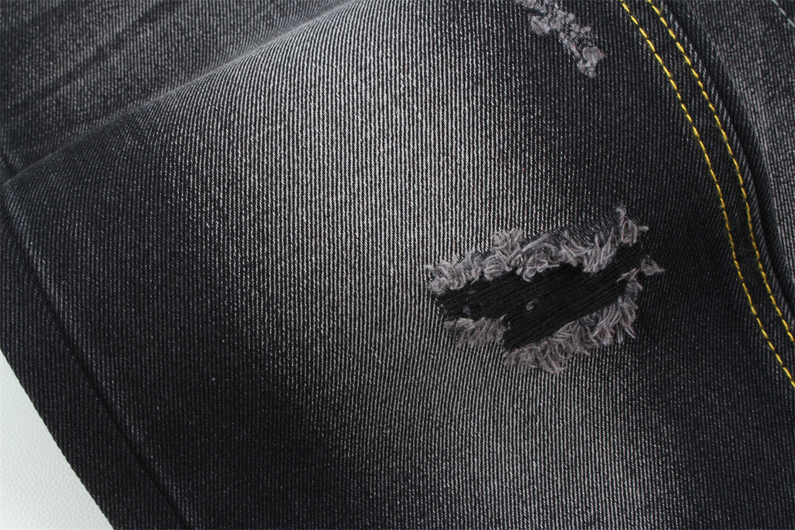 11oz Denim Stoff Steif 56%C 44%P Schwarz und Schwarz Rückseite Vollbreite 180cm