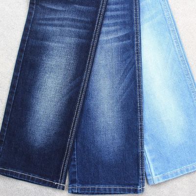 Guter Preis Polyester Spandex-Denim-Gewebe der Baumwolle380gsm dunkelblau mit Vorgespinst-mittlerer Ausdehnung Online
