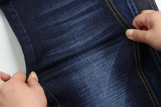 Guter Preis 11.8 Oz Cross Slub Baumwolle Mischspandex Blau Denim Stoff Für Mann Jeans Stretch Indien Markt Stil Desizing Fleecing Online