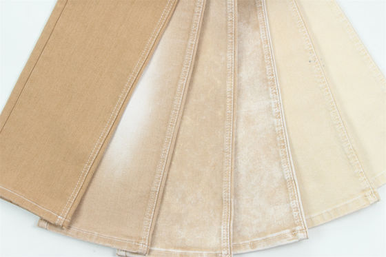 Guter Preis Khaki Farbe High Stretch Slub Denim Stoff für Lady Jeans Online