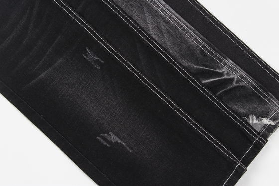Hochwertiger, dunkelschwarzer Slub-Stretch-Denim-Stoff für Jeans