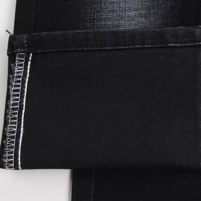 Guter Preis 76% Baumwolle Stretch Garne gefärbt Denim Stoff 12 oz Schwarz Crosshatch Slub für Männer/Frauen Bekleidung Arbeitskleidung Online